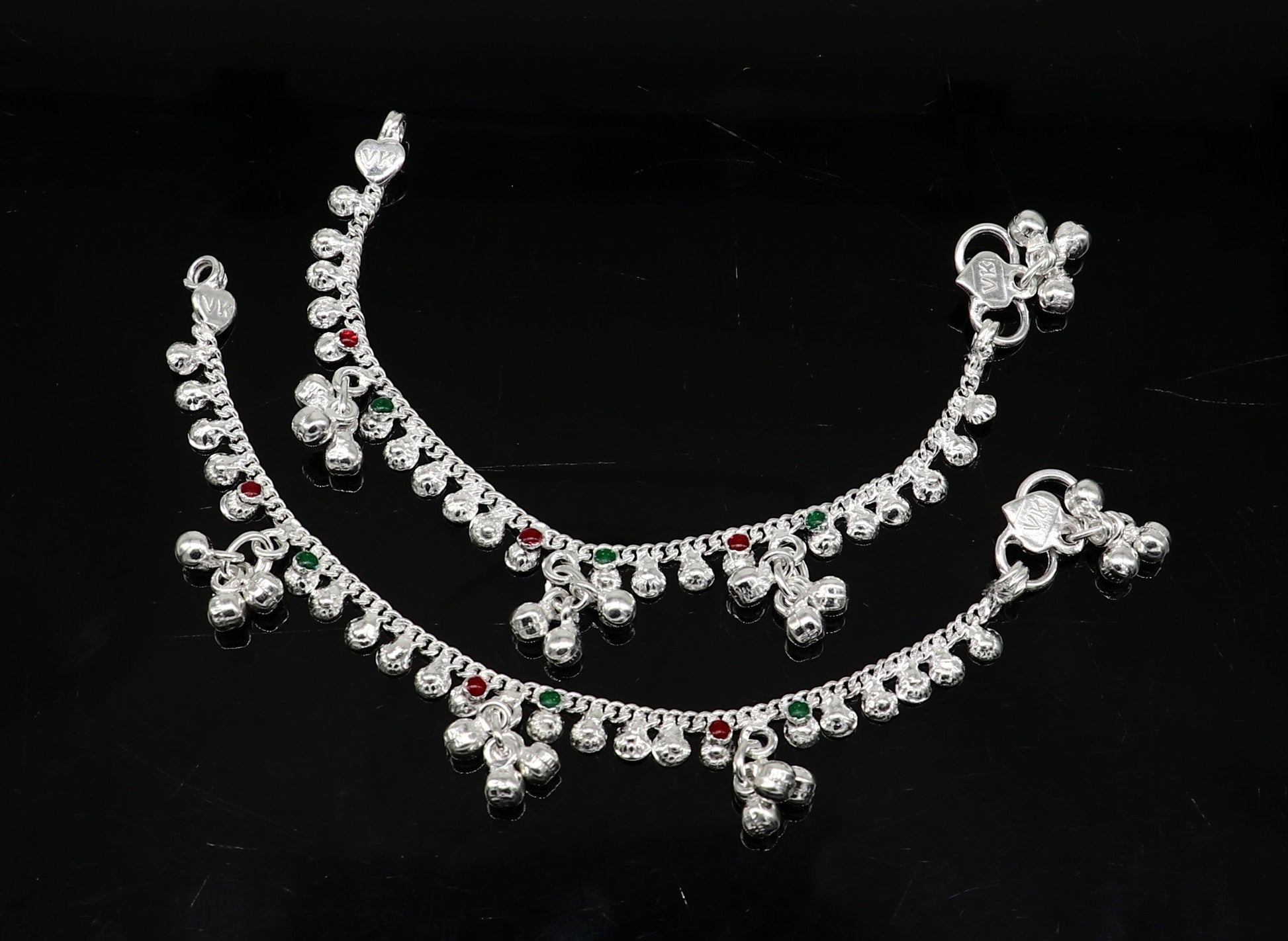 5.5" inches long handmade solid sterling silver baby kids ankle bracelet elegant dainty customized charm bracelet unisex baby jewelry ank426 - TRIBAL ORNAMENTS