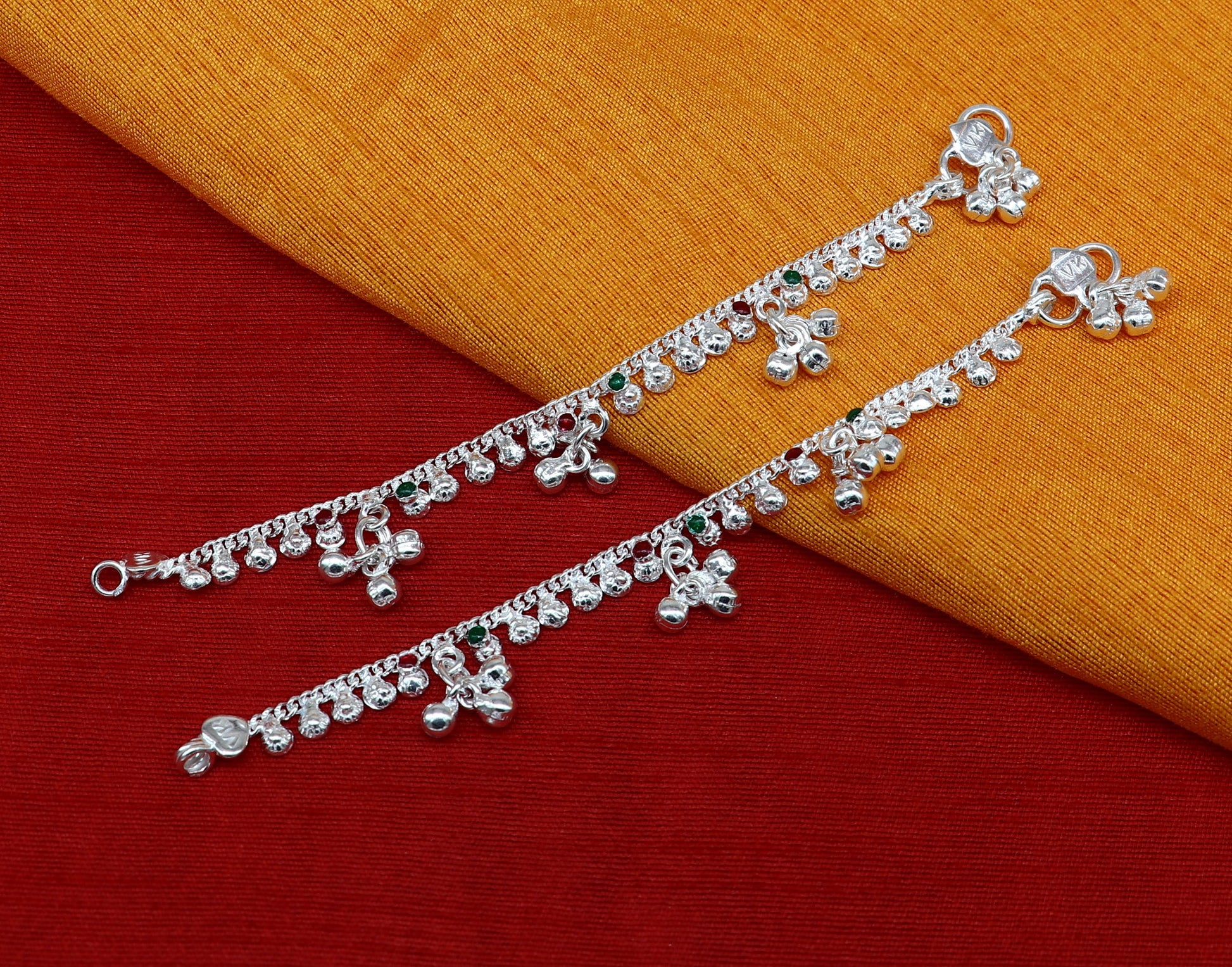 5.5" inches long handmade solid sterling silver baby kids ankle bracelet elegant dainty customized charm bracelet unisex baby jewelry ank426 - TRIBAL ORNAMENTS