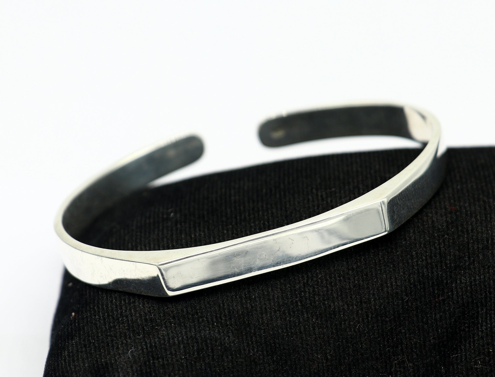 925 sterling silver handmade plain shiny design stunning bangle cuff bracelet Adjustable daily use tribal style jewelry unisex gift cuff71 - TRIBAL ORNAMENTS