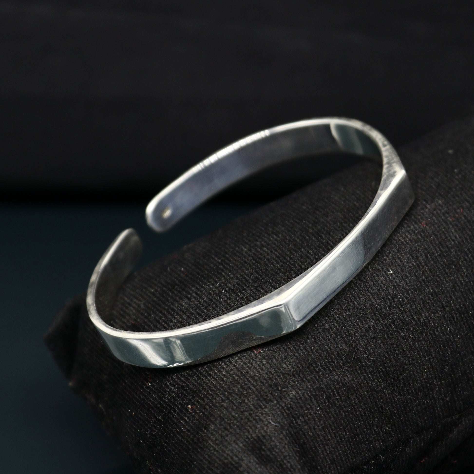 925 sterling silver handmade plain shiny design stunning bangle cuff bracelet Adjustable daily use tribal style jewelry unisex gift cuff71 - TRIBAL ORNAMENTS