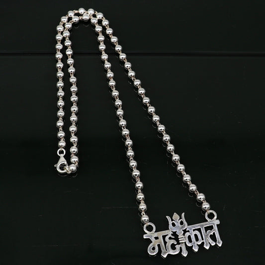 925 sterling silver handmade Lord shiva Mahakal Name pendant, amazing stunning beaded divine necklace, blessing shiva necklace set212 - TRIBAL ORNAMENTS