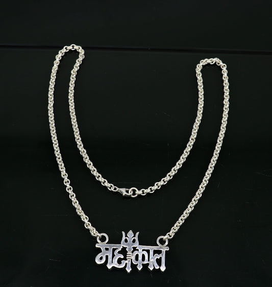 925 sterling silver handmade Lord shiva Mahakal Name pendant, amazing stunning divine Mangalsutra necklace, blessing shiva necklace set213 - TRIBAL ORNAMENTS