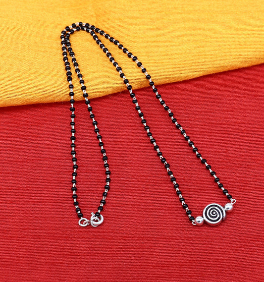 925 sterling silver black beads chain necklace, vintage stylish fancy necklace, traditional style brides Mangalsutra necklace India set217 - TRIBAL ORNAMENTS