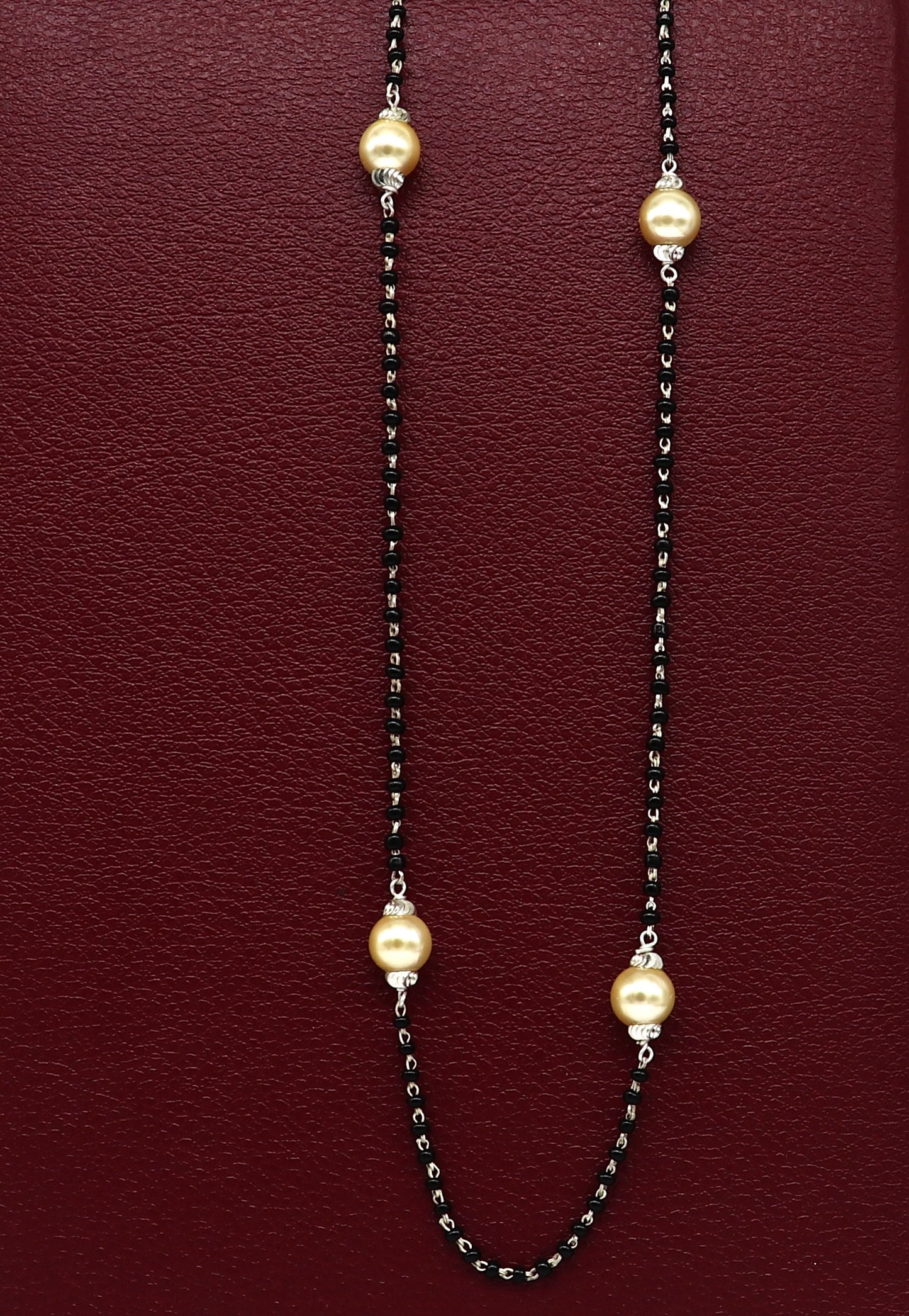 925 sterling silver black beaded chain necklace with gorgeous white pearls, best gifting elegant necklace tribal necklace set221 - TRIBAL ORNAMENTS