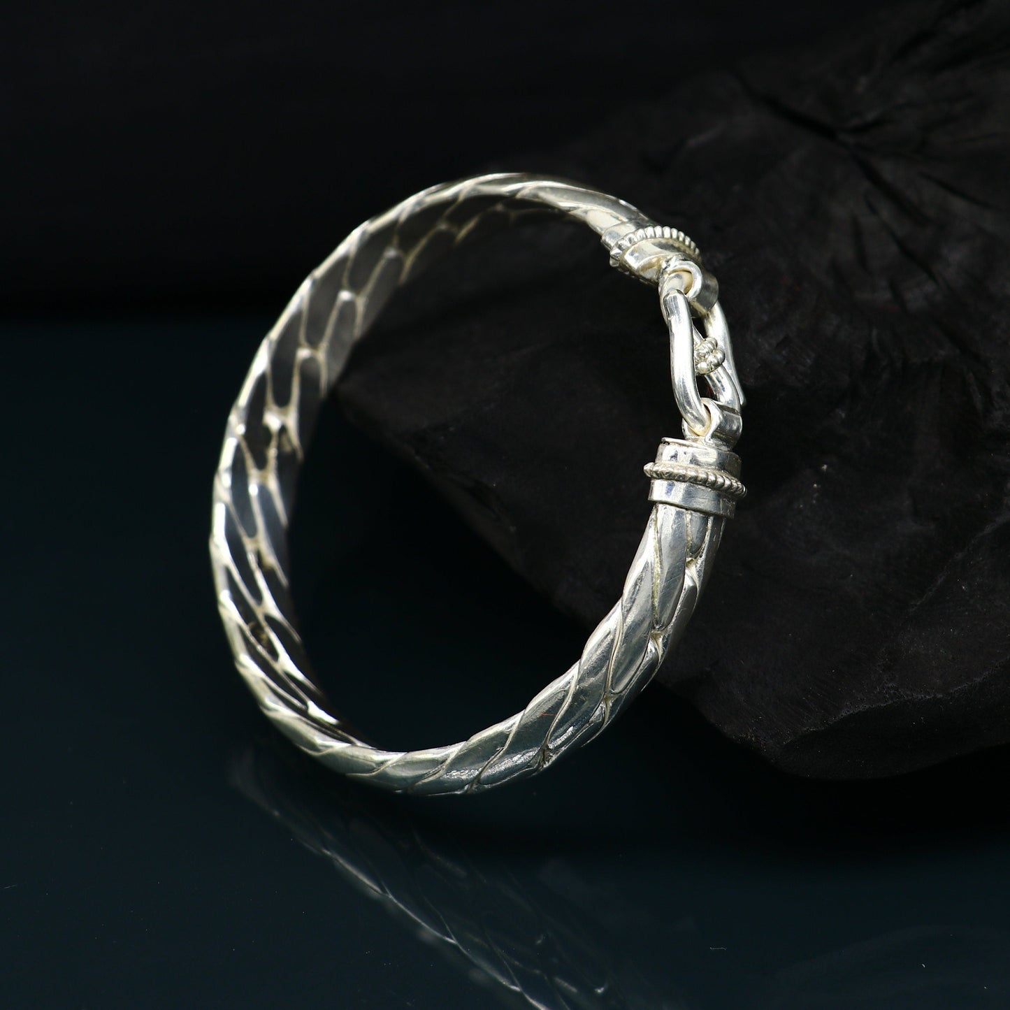 925 sterling silver handmade gorgeous bright shining bangle bracelet kada, fabulous unisex gifting jewelry personalized gift jewelry nsk747 - TRIBAL ORNAMENTS