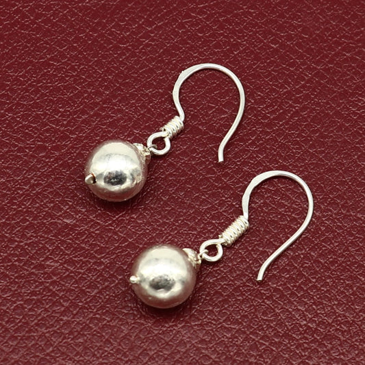925 sterling silver handmade single ball hoops earring, stunning drop dangling earring amazing customized bridesmaid earring s914 - TRIBAL ORNAMENTS