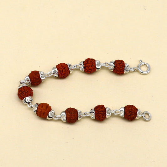 4.5" inch small 925 fine sterling silver customized Rudraksha beads stunning stylish bracelet or necklace for idols god shiva sbr218 - TRIBAL ORNAMENTS