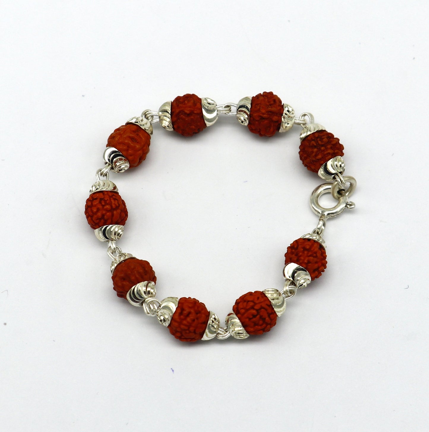 4.5" inch small 925 fine sterling silver customized Rudraksha beads stunning stylish bracelet or necklace for idols god shiva sbr218 - TRIBAL ORNAMENTS