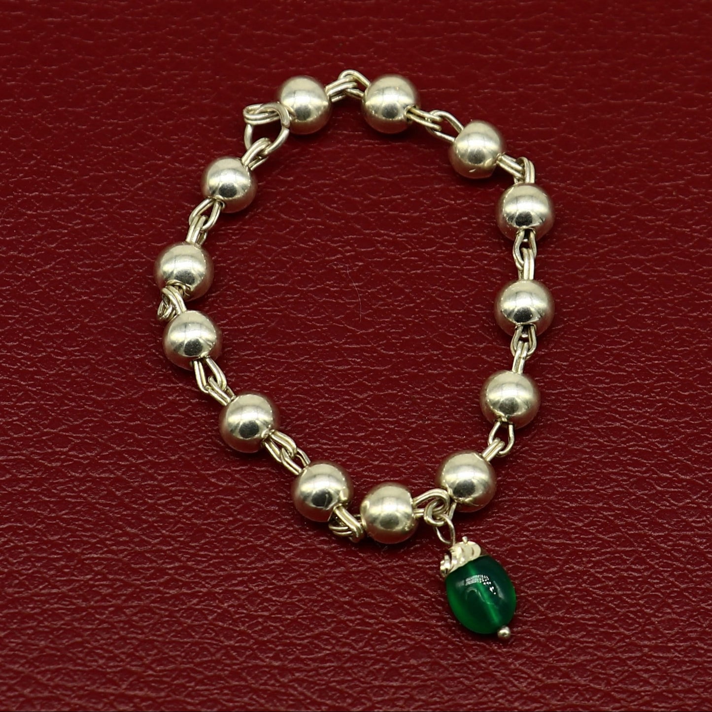 4" inches long handmade sterling silver beaded bracelet or necklace for baby krishna figurine or sculpture, best puja tulsi neckace sbr223 - TRIBAL ORNAMENTS