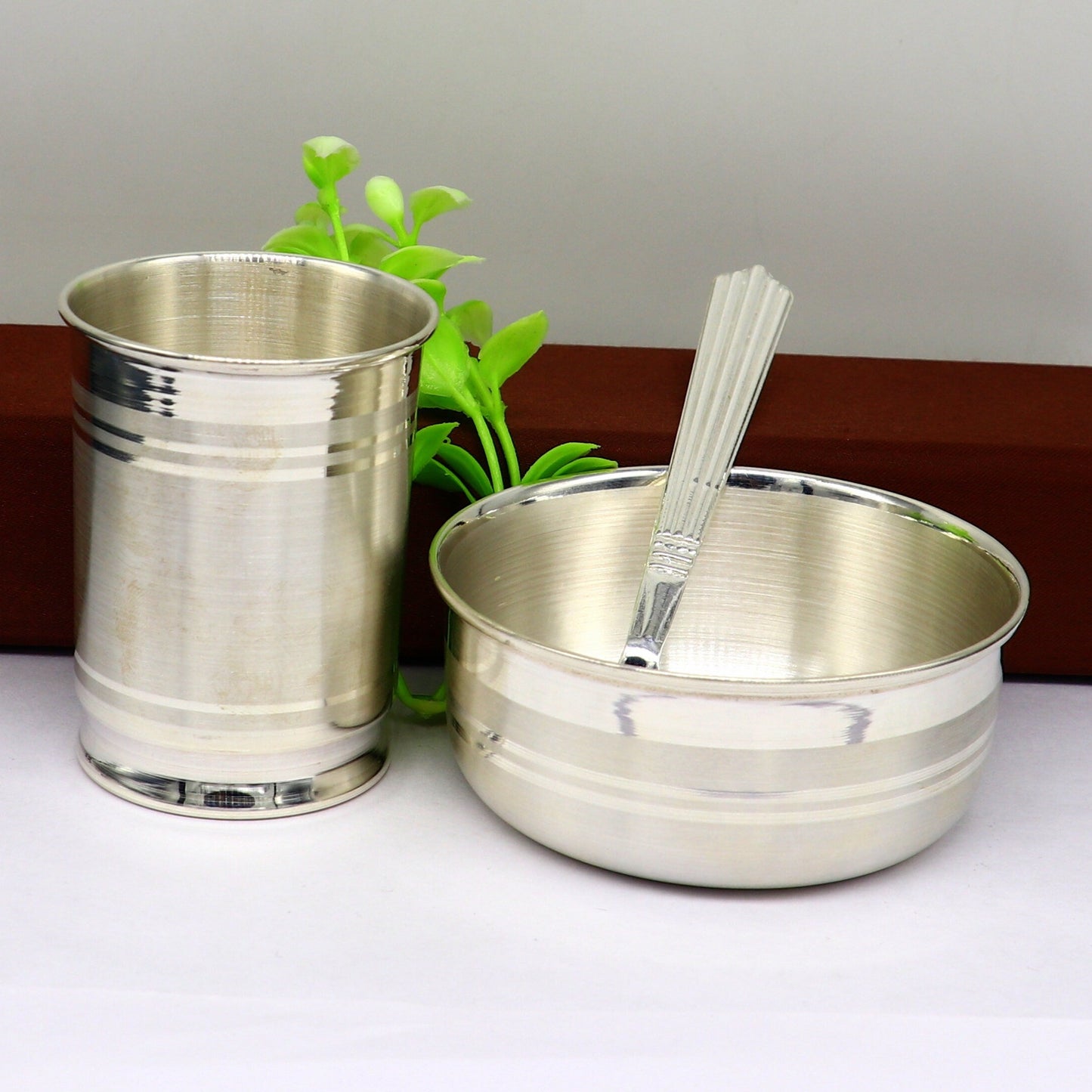 999 fine silver water milk glass and bowl, silver tumbler silver spoon, silver utensils,best kids gift for rice ceremony /Annaprashana sv197 - TRIBAL ORNAMENTS