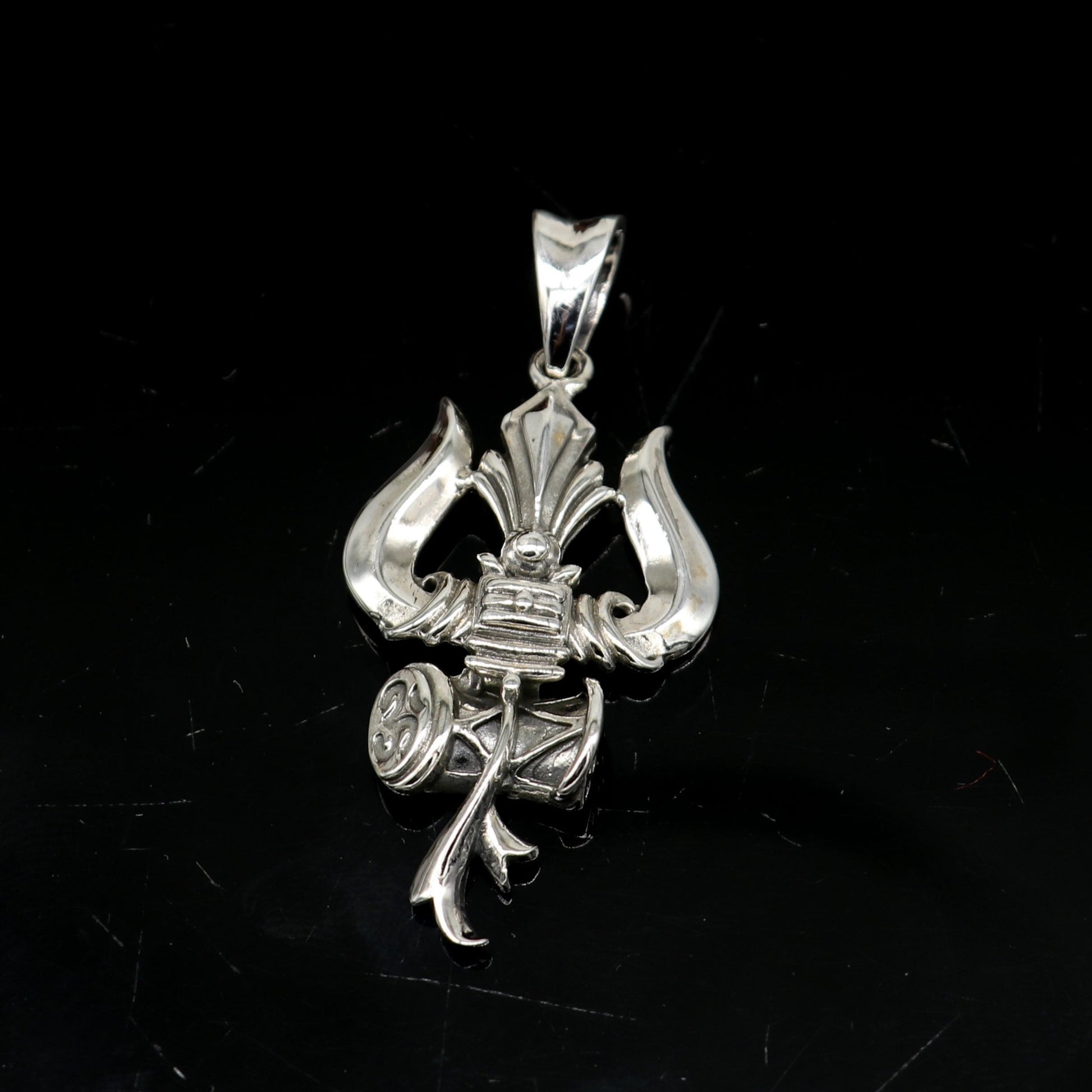 925 sterling silver Hindu idol Lord Shiva trident/trishul pendant, amazing vintage design gifting locket pendant customized jewelry ssp524 - TRIBAL ORNAMENTS