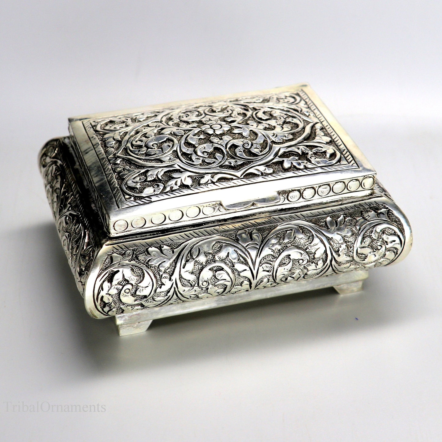 925 sterling silver Vintage antique work design handmade dry fruit box, container casket box, best brides gift, corporation gift box10 - TRIBAL ORNAMENTS
