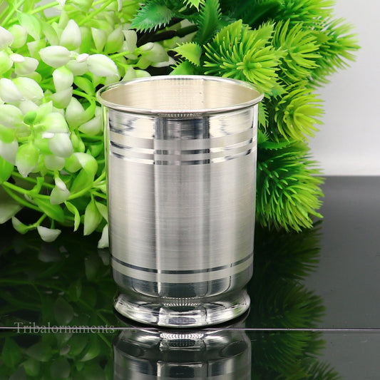 999 fine silver handmade vessels, water/milk Glass tumbler, silver flask, baby kids silver utensils stay healthy water milk glass sv227 - TRIBAL ORNAMENTS