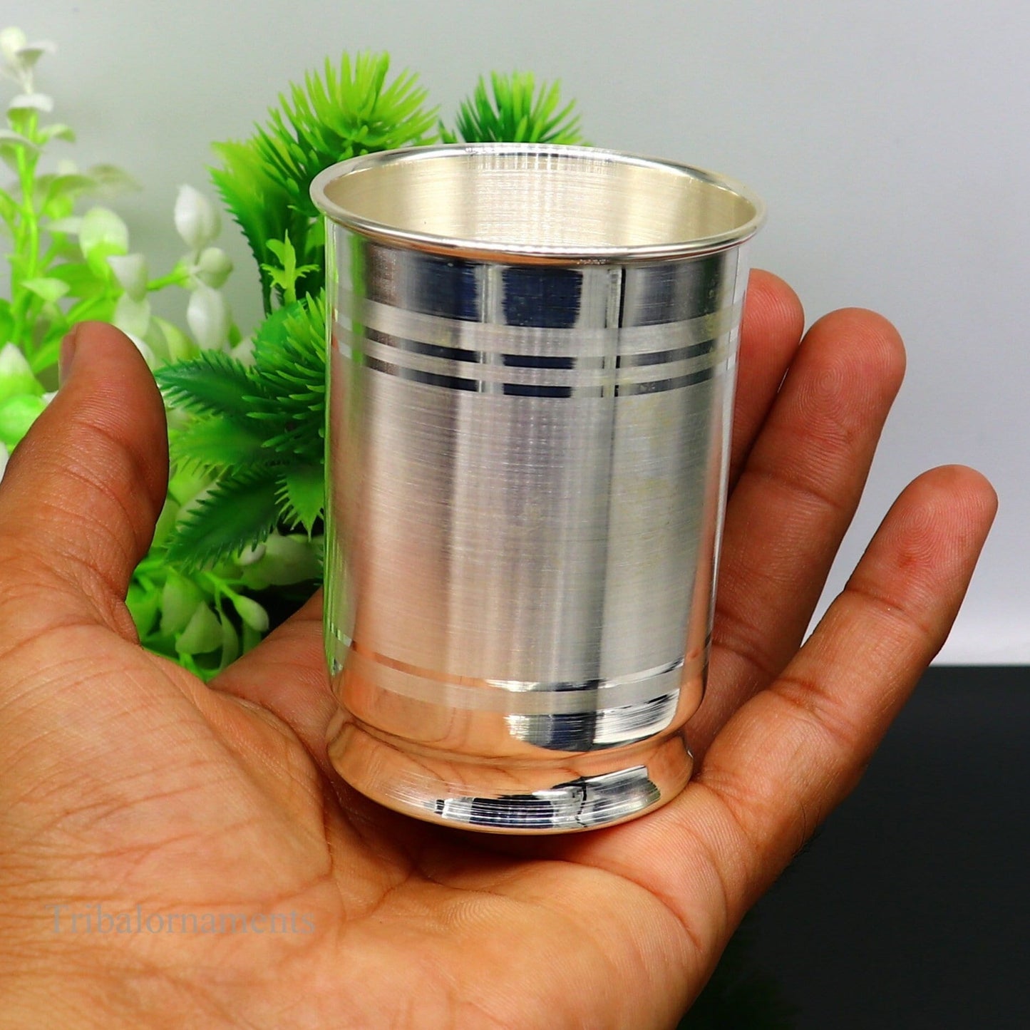 999 fine silver handmade vessels, water/milk Glass tumbler, silver flask, baby kids silver utensils stay healthy water milk glass sv227 - TRIBAL ORNAMENTS