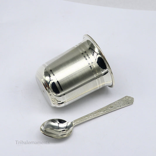 999 fine silver handmade vessel, water/milk Glass tumbler, silver flask, baby kids silver utensils stay healthy water milk cup sv231 - TRIBAL ORNAMENTS