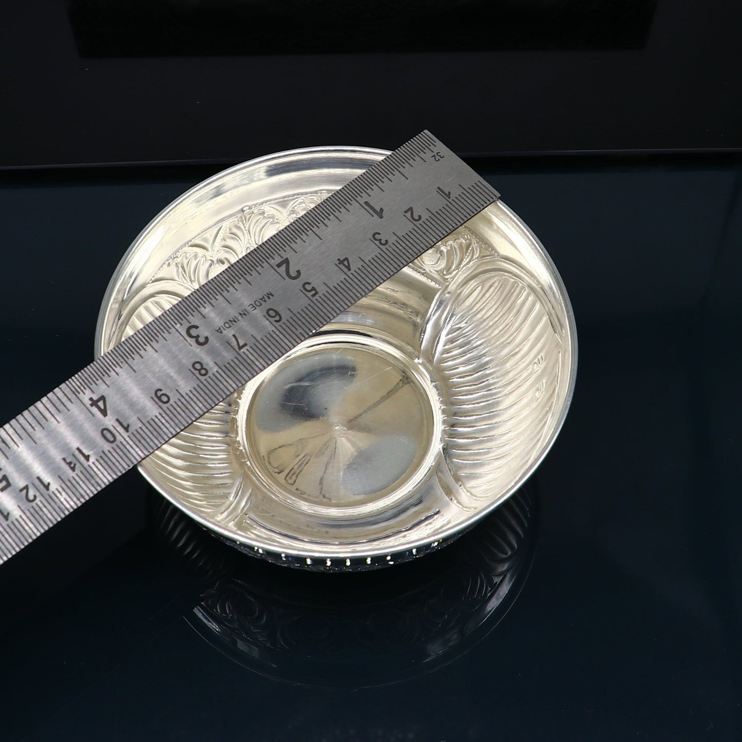 999 fine silver exclusive handcrafted work baby bowl and spoon set, puja utensils, silver article, silver utensils, silver vessel baby sv210 - TRIBAL ORNAMENTS