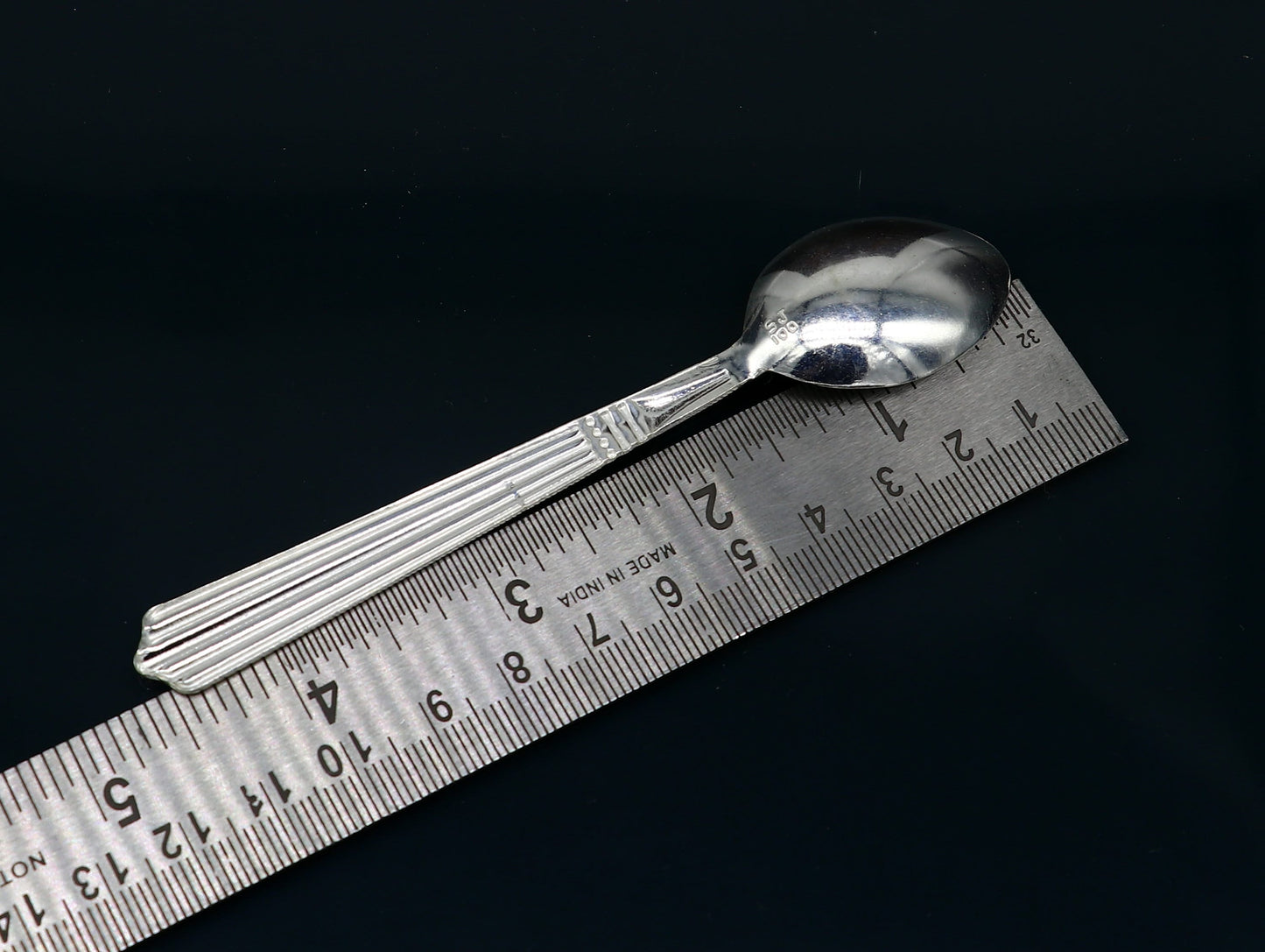 999 fine solid silver handmade tray/ plate for baby food serving, silver vessels, silver utensils,best new born baby gift india sv211 - TRIBAL ORNAMENTS