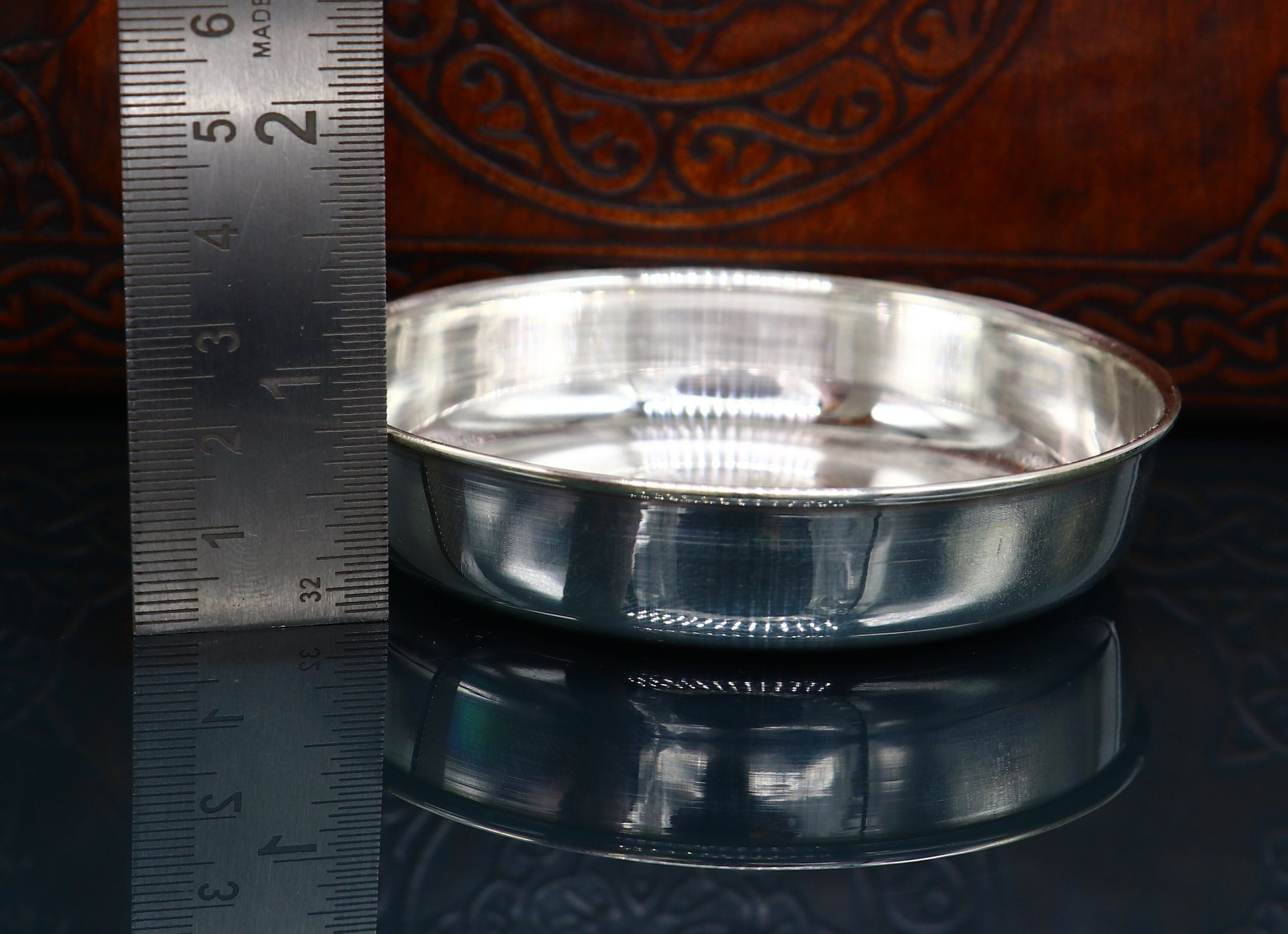 999  fine solid silver handmade tray/ plate for baby food serving, best kids gift for rice ceremony /Annaprashana utensils  india sv213 - TRIBAL ORNAMENTS