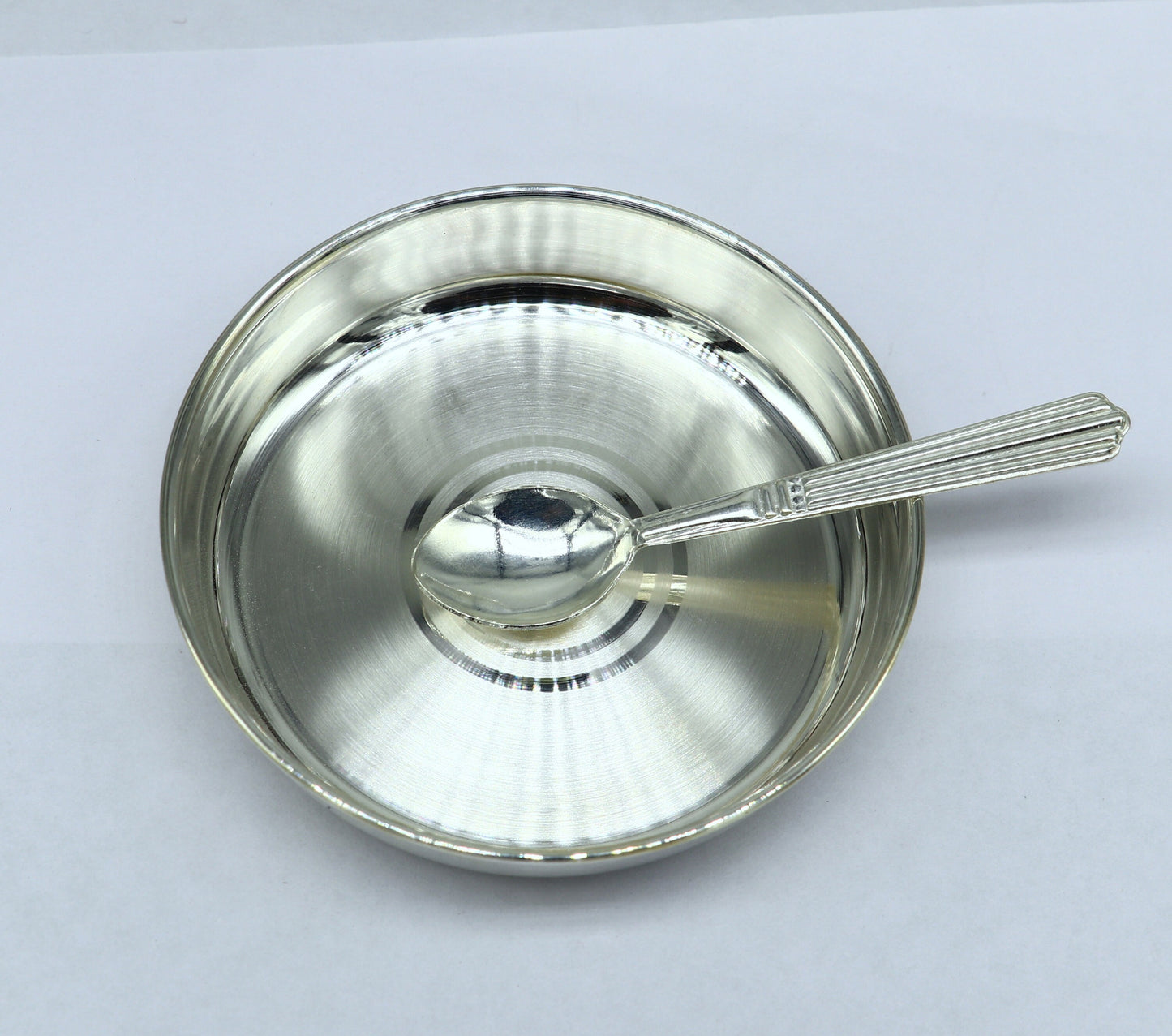 999 fine solid silver handmade tray/ plate for baby food serving, best kids gift for rice ceremony /Annaprashana utensils india sv213 - TRIBAL ORNAMENTS
