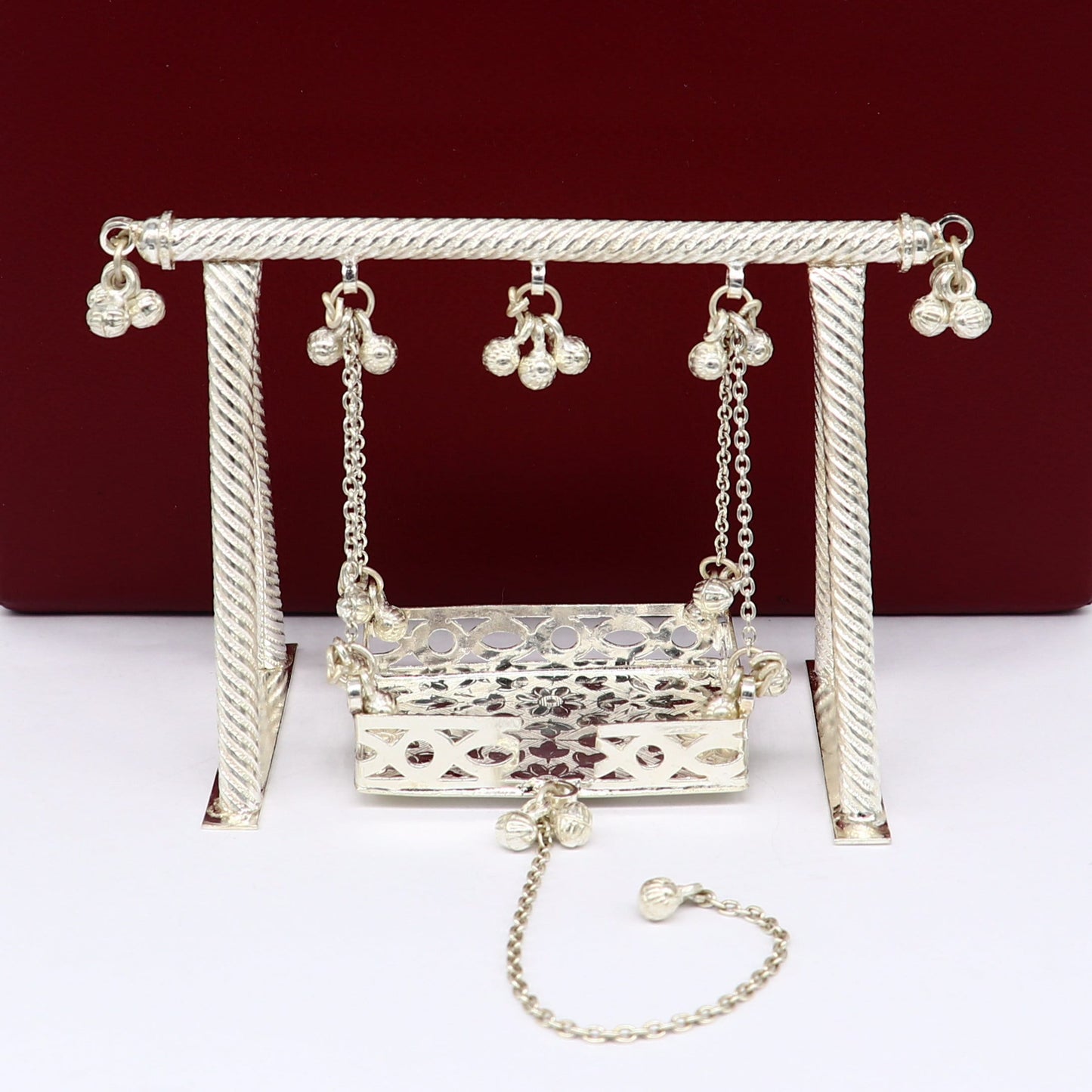 Sterling silver handmade Laddu Gopala jhula, Baby Krishna swing, child Krishna palana, silver jhula, laddu Gopal Jhula, silver article su381 - TRIBAL ORNAMENTS