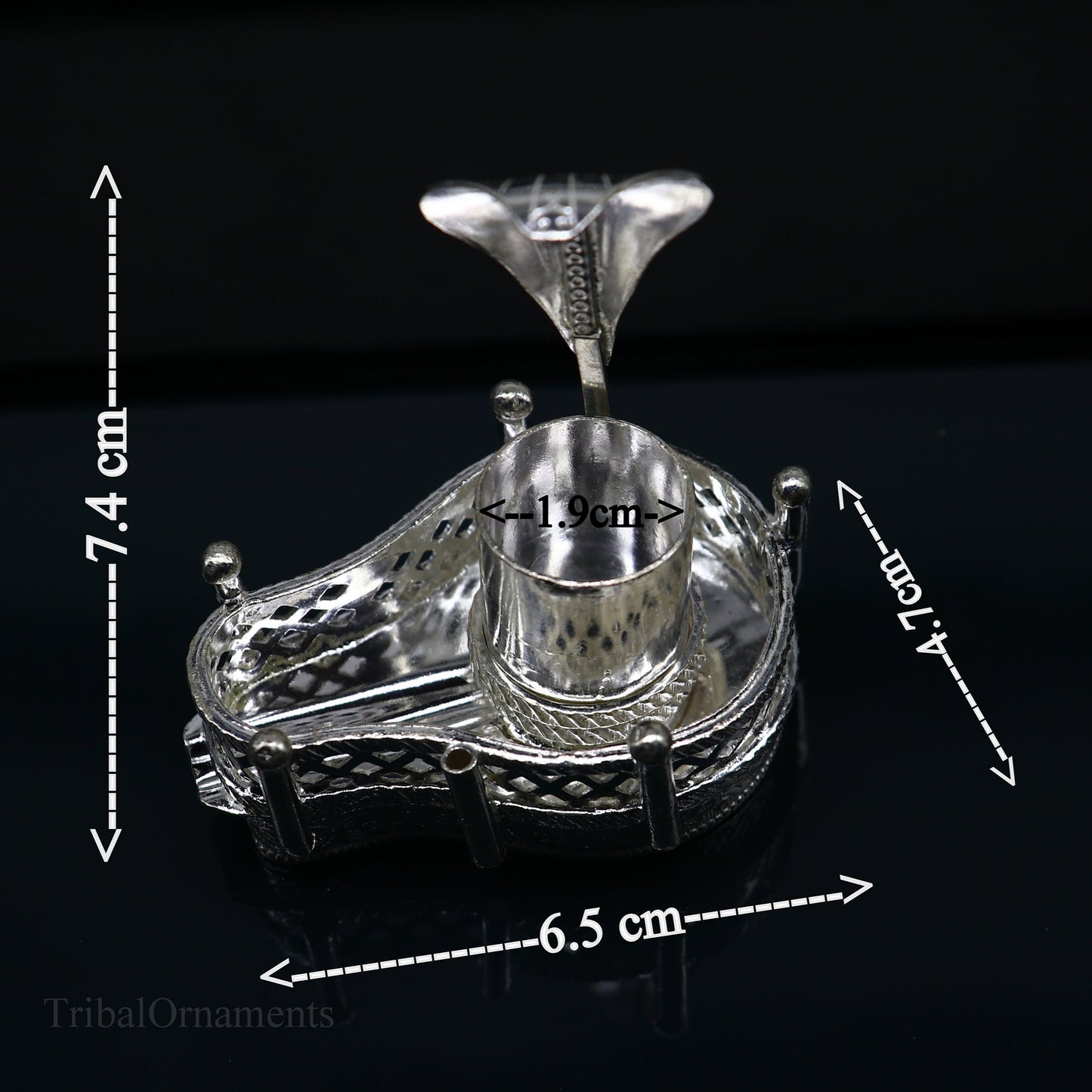 925 solid sterling silver lord shiva Mahakal lingam stand/jalheri, use for put/hold shiva lingam in home temple, handmade article su335 - TRIBAL ORNAMENTS