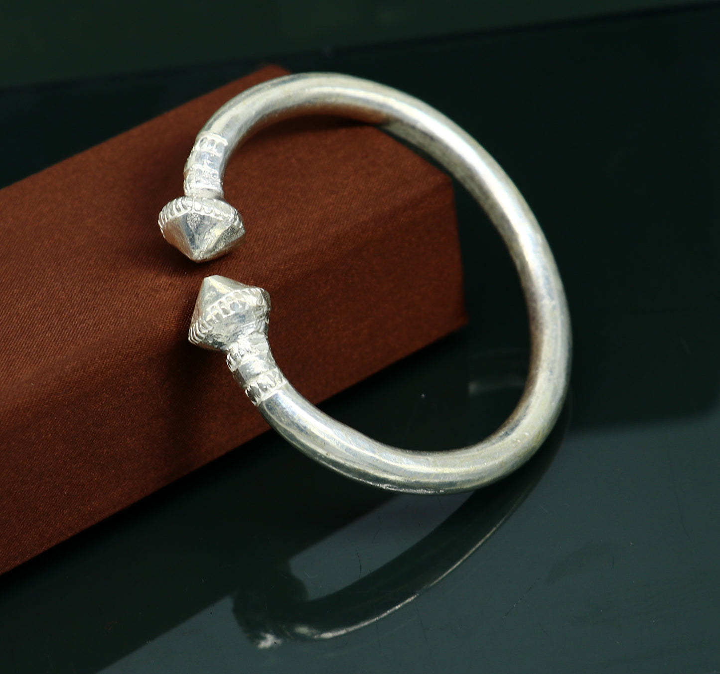Vintage design handmade Solid silver men's plain bangle bracelet adjustable kada solid tribal design bangle gifting kada nssk439 - TRIBAL ORNAMENTS