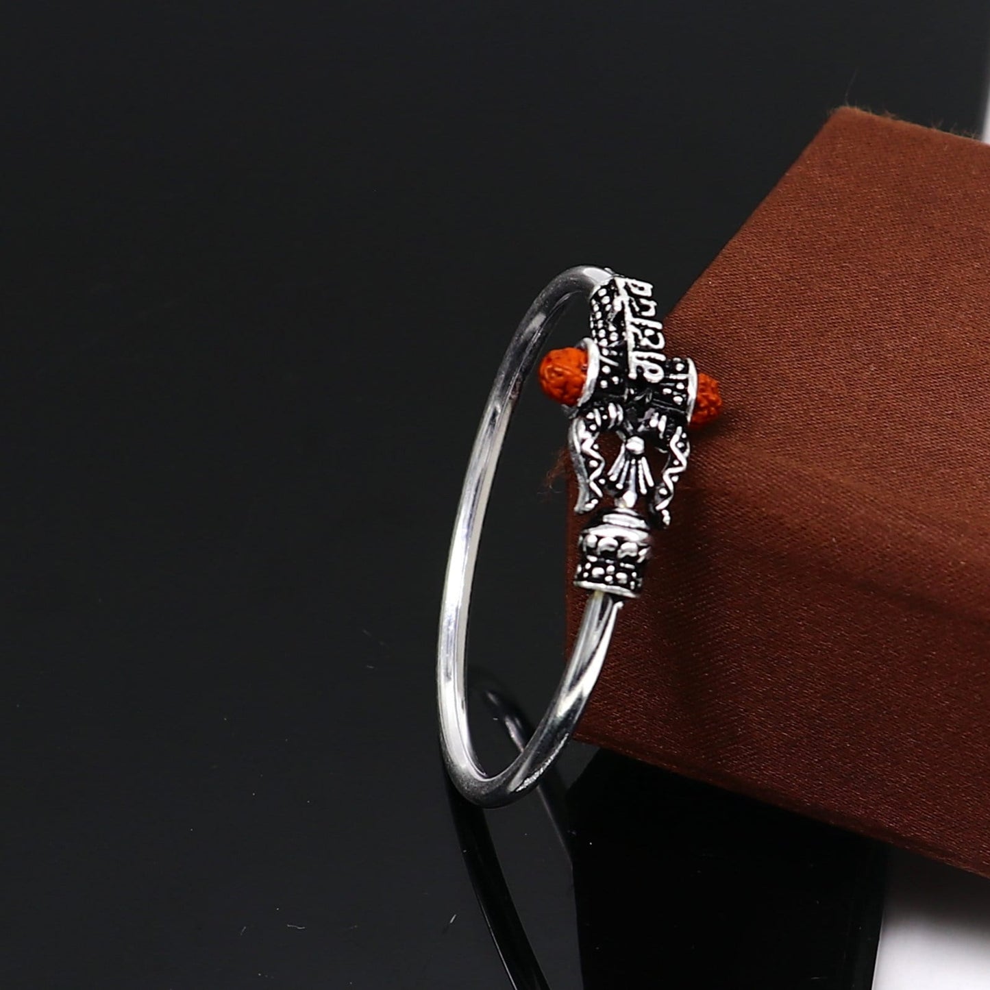 Handmade vintage design sterling silver baby/kids bangle kada, excellent lord shiva Mahadeva bangle bracelet Bahubali kada gifting nbbk239 - TRIBAL ORNAMENTS