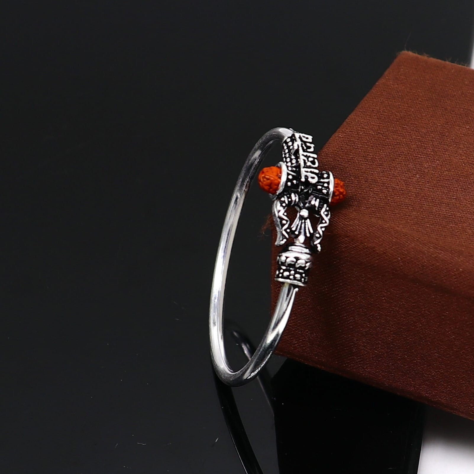 Handmade vintage design sterling silver baby/kids bangle kada, excellent lord shiva Mahadeva bangle bracelet Bahubali kada gifting nbbk239 - TRIBAL ORNAMENTS