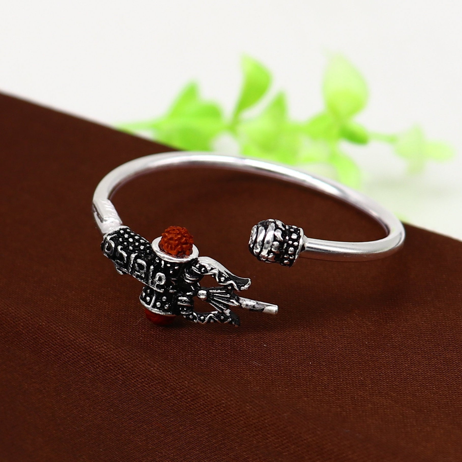 Handmade vintage design sterling silver baby/kids bangle kada, excellent lord shiva Mahadeva bangle bracelet Bahubali kada gifting nbbk239 - TRIBAL ORNAMENTS