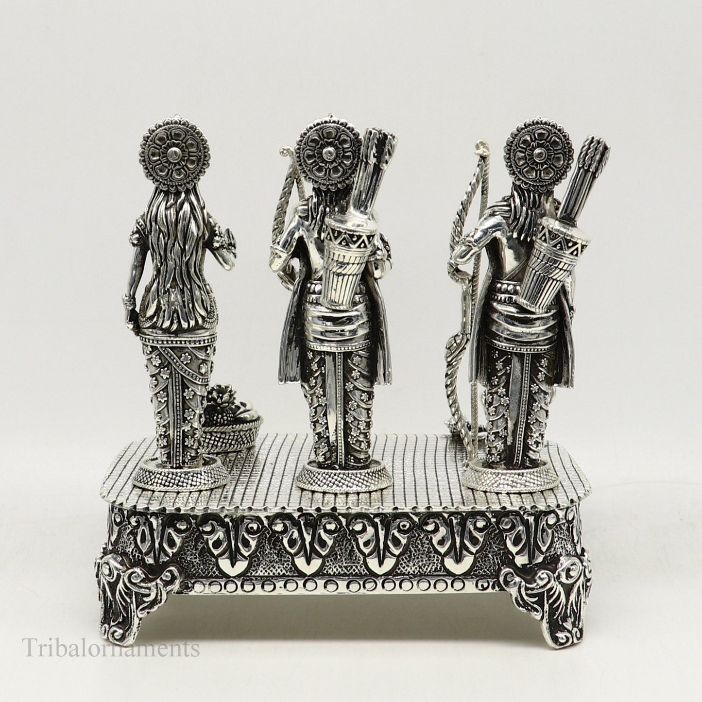 925 Sterling silver Silver Idols Sri Ram Darbar, Lord Shri Rama family, laxman and Seeta, handcrafted statue sculpture gifting art art119 - TRIBAL ORNAMENTS