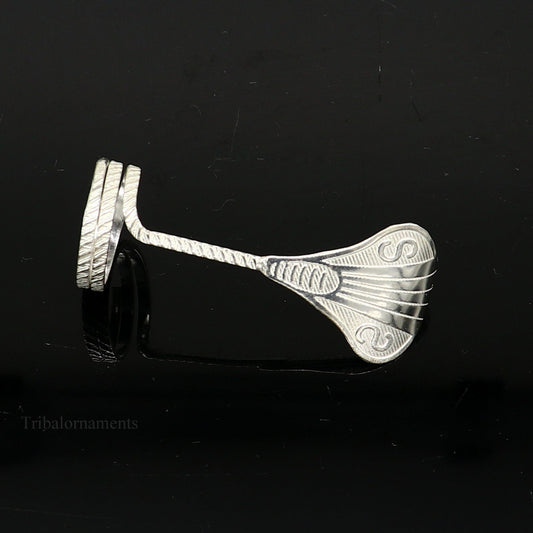 Solid sterling silver handmade fabulous vintage antique mini snake or shiva snake for puja or worshipping, solid Diwali puja article su386 - TRIBAL ORNAMENTS