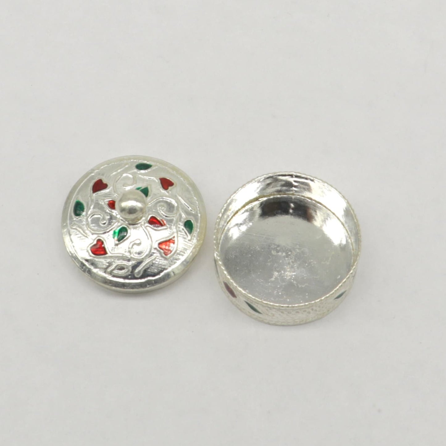 Exclusive circle shape trinket box, sindur/kumkum box, brides Eye kajal box, 925 sterling silver handmade article silver jewelry stb114 - TRIBAL ORNAMENTS
