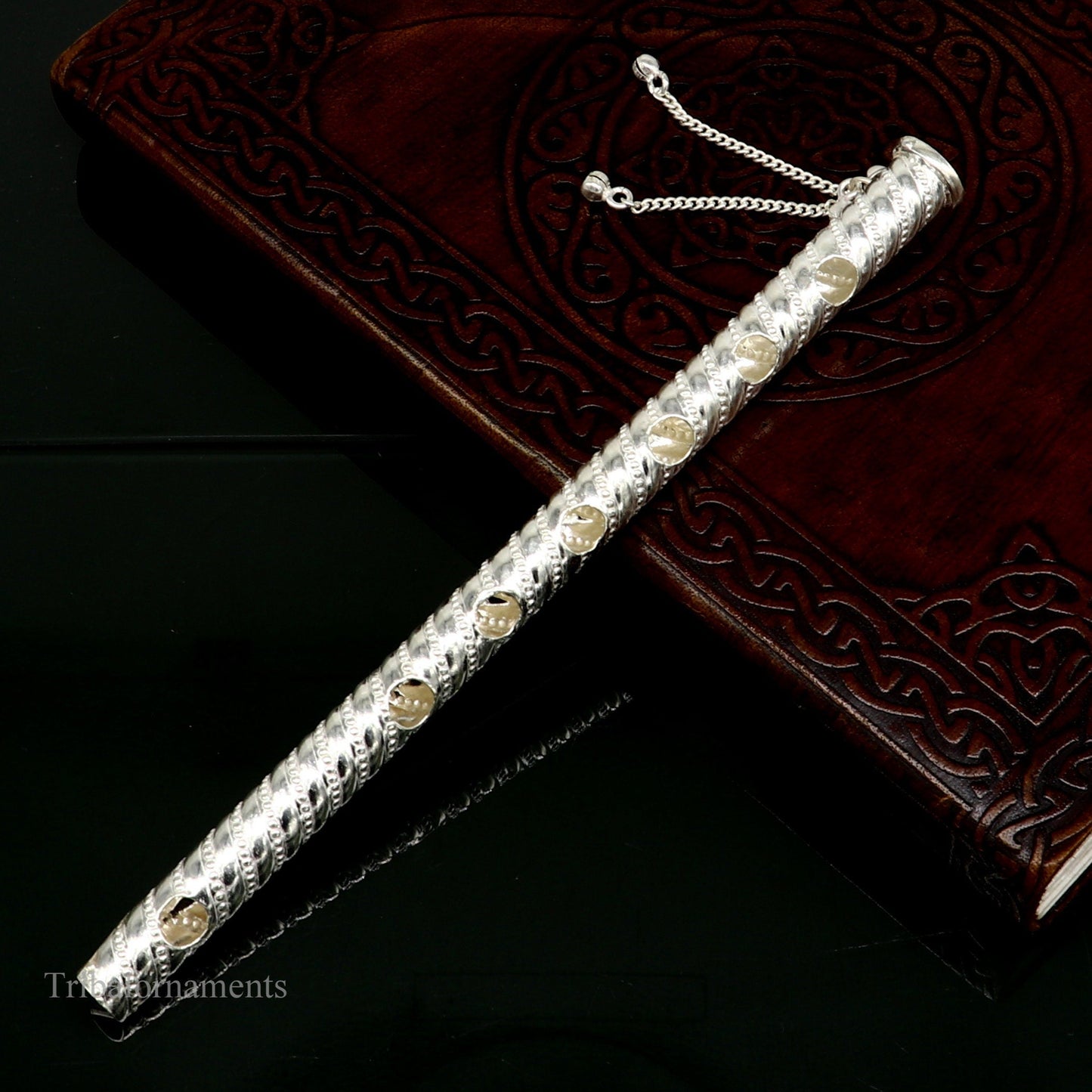 7" long handmade sterling silver stunning divine Lord Krishna flute, Amazing krishna gifting silver accessories, puja utensils su389 - TRIBAL ORNAMENTS
