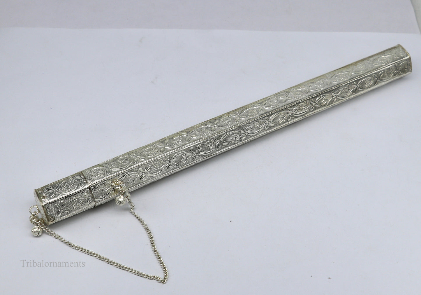 10" Vintage design handmade solid silver incense sticks box holder, Agarbatti box trinket box fabulous royal puja temple article su390 - TRIBAL ORNAMENTS