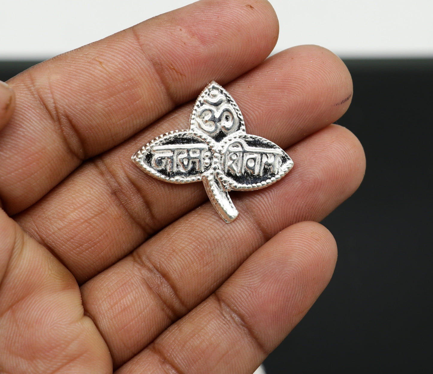 Lot 6 pieces Solid real silver handmade solid belva patra, shiva worshipping/ puja article, belpatra or belva tree leaves from india su354 - TRIBAL ORNAMENTS