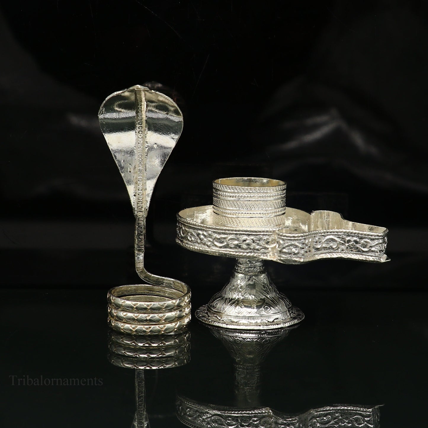 Pure 925 solid sterling silver lord shiva lingam stand/jalheri, use for put/hold shiva lingam in home temple, Shiva Vratam puja art su362 - TRIBAL ORNAMENTS