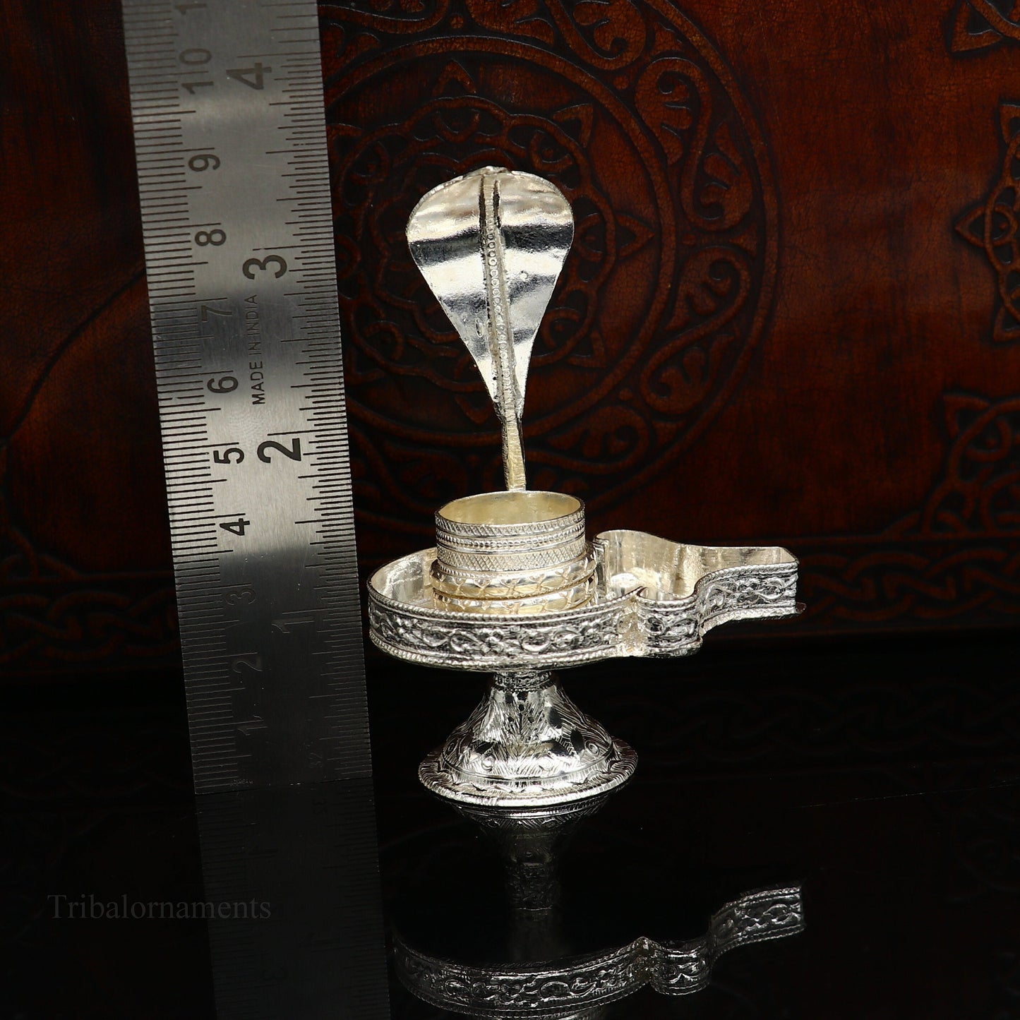 Pure 925 solid sterling silver lord shiva lingam stand/jalheri, use for put/hold shiva lingam in home temple, Shiva Vratam puja art su362 - TRIBAL ORNAMENTS