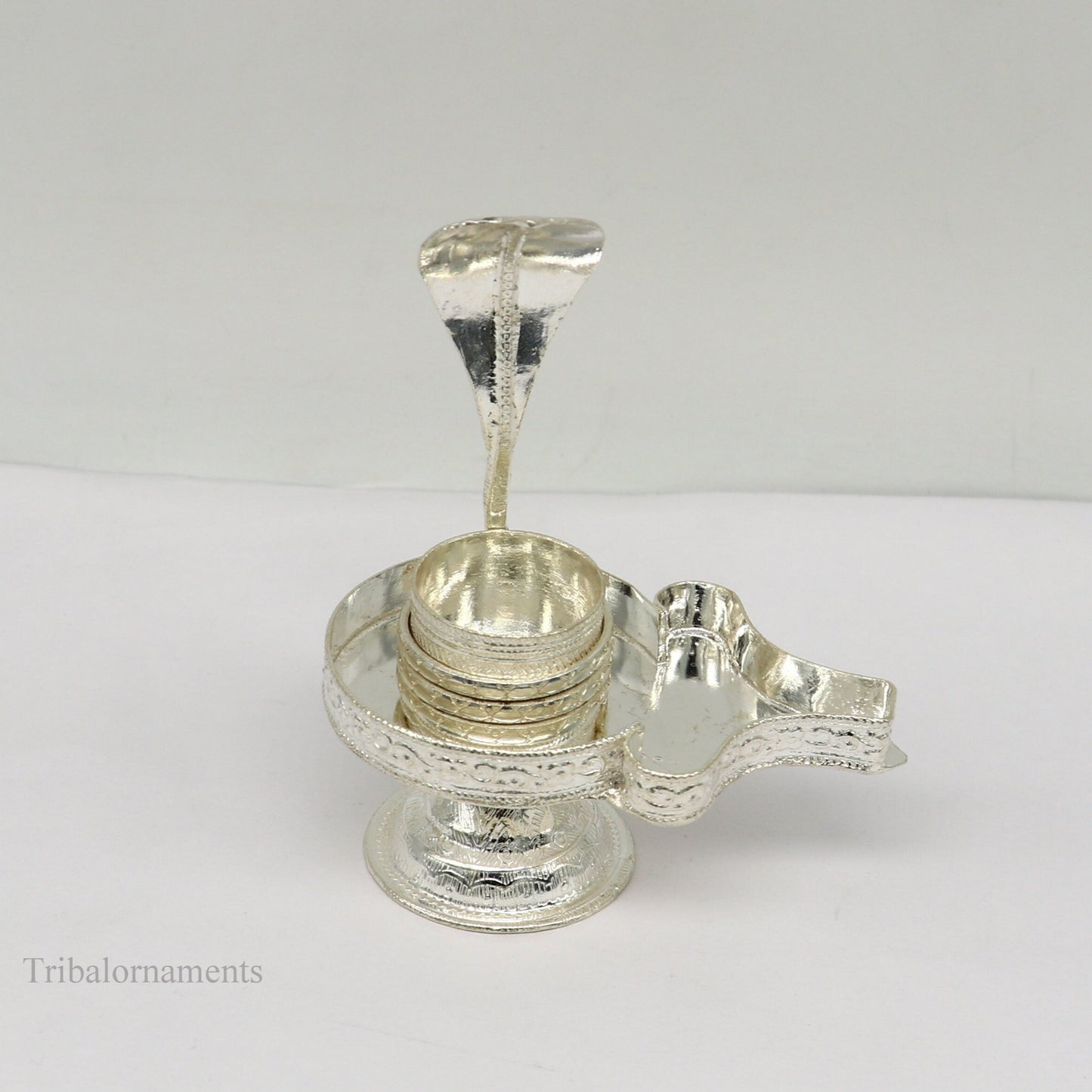 Pure 925 solid sterling silver lord shiva lingam stand/jalheri, use for put/hold shiva lingam in home temple, Shiva Vratam puja art su363 - TRIBAL ORNAMENTS