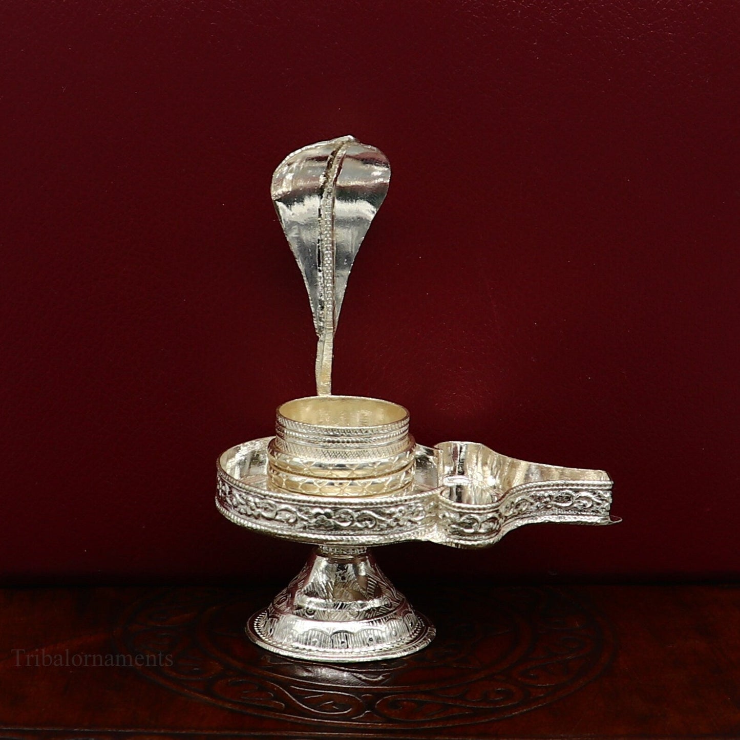 Pure 925 solid sterling silver lord shiva lingam stand/jalheri, use for put/hold shiva lingam in home temple, Shiva Vratam puja art su363 - TRIBAL ORNAMENTS