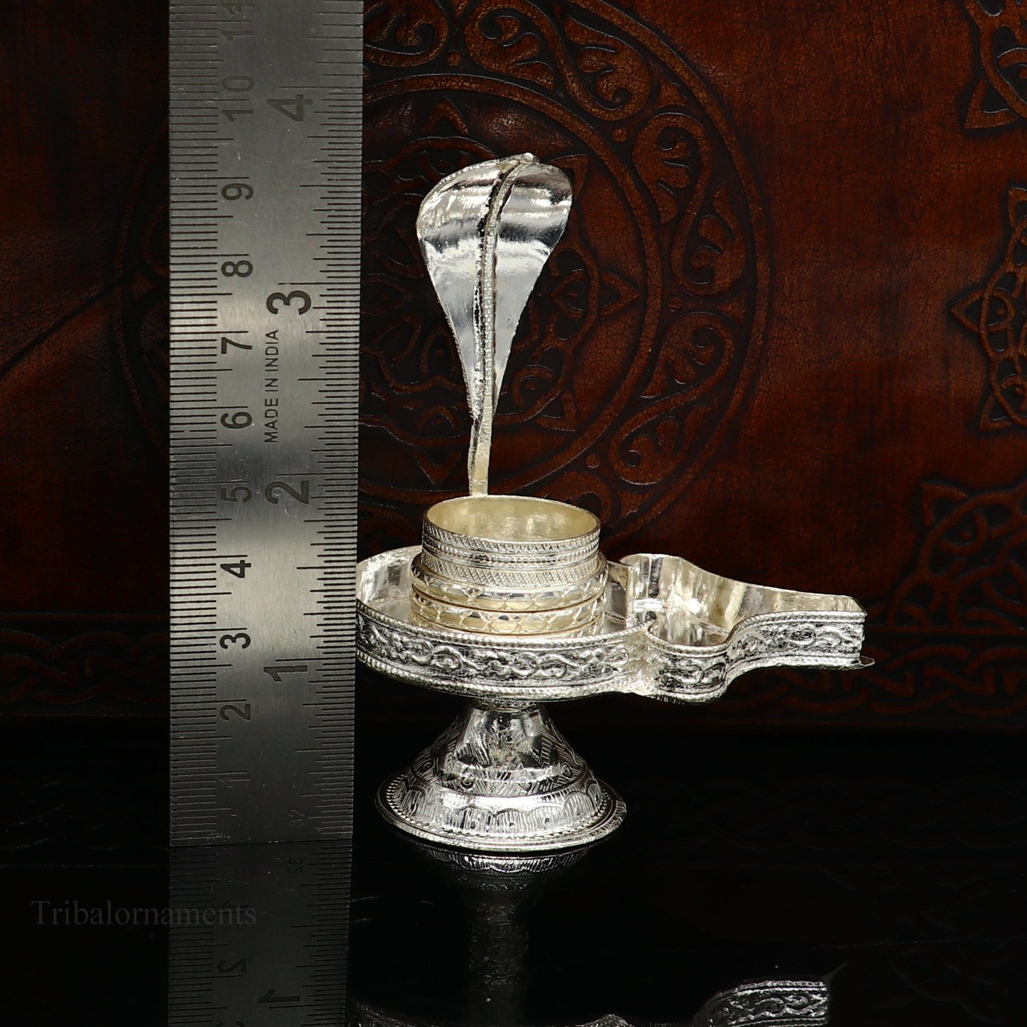 Pure 925 solid sterling silver lord shiva lingam stand/jalheri, use for put/hold shiva lingam in home temple, Shiva Vratam puja art su363 - TRIBAL ORNAMENTS