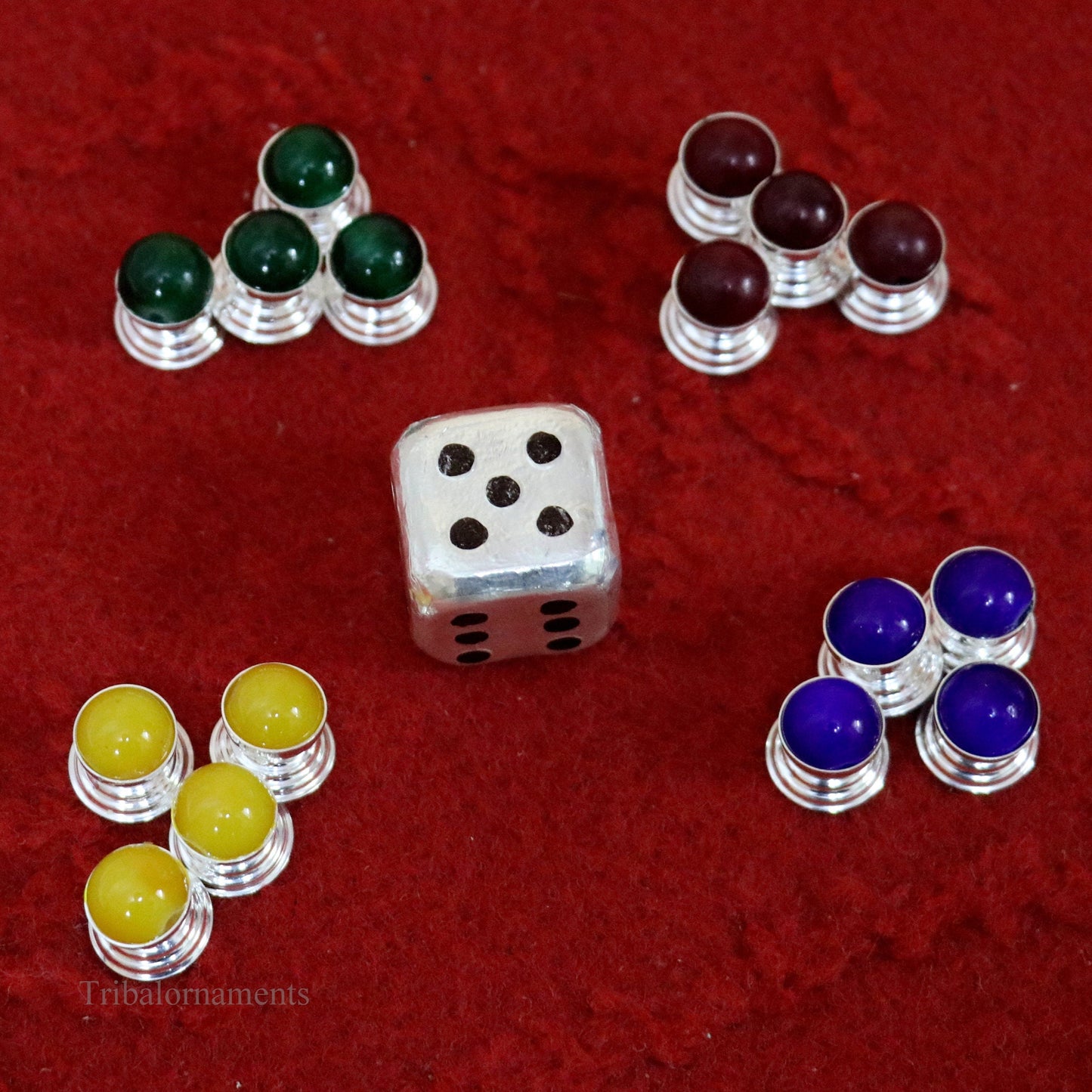 925 sterling silver work LUDO Game, Amazing customized handcrafted design on wooden base, fabulous Royal silver article from india fr05 - TRIBAL ORNAMENTS