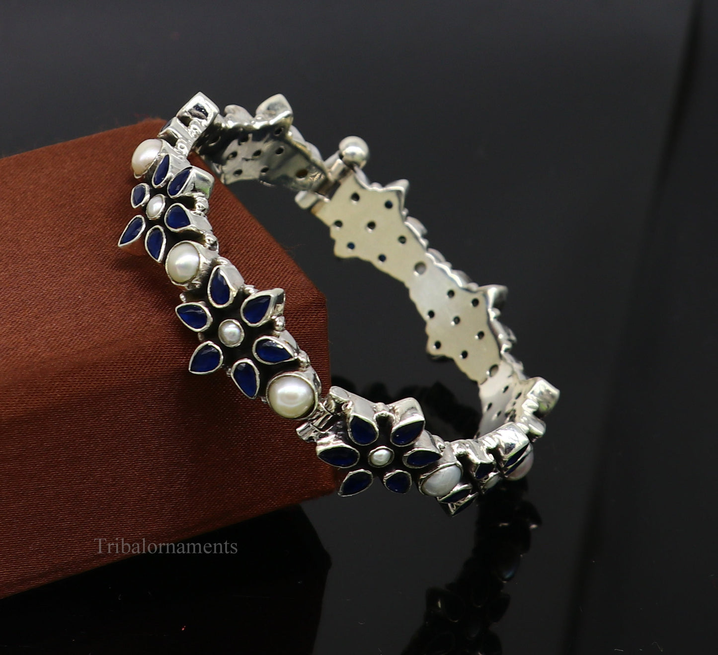 925 sterling silver customized design wedding anniversary gifting cut stone bangle bracelet gorgeous vintage tribal jewelry nba164 - TRIBAL ORNAMENTS