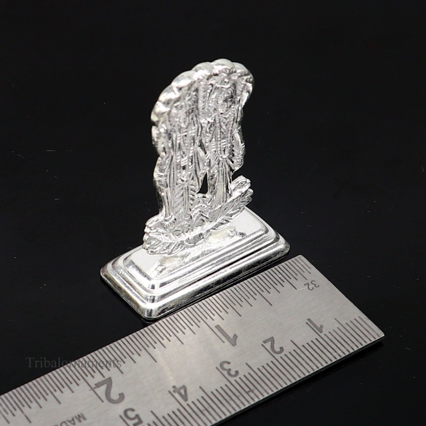 Sterling silver handmade design Indian Idols Lord Laxmi Narayana standing statue figurine, puja articles decorative gift diwali puja art79 - TRIBAL ORNAMENTS