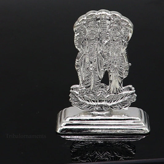Sterling silver handmade design Indian Idols Lord Laxmi Narayana standing statue figurine, puja articles decorative gift diwali puja art79 - TRIBAL ORNAMENTS