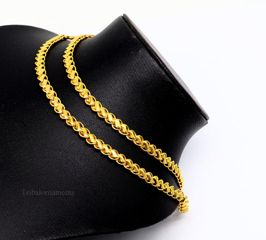 22kt yellow gold handmade customized design stylish royal king lotus chain necklace, best gifting unisex chain, hallmarked chain ch505 - TRIBAL ORNAMENTS