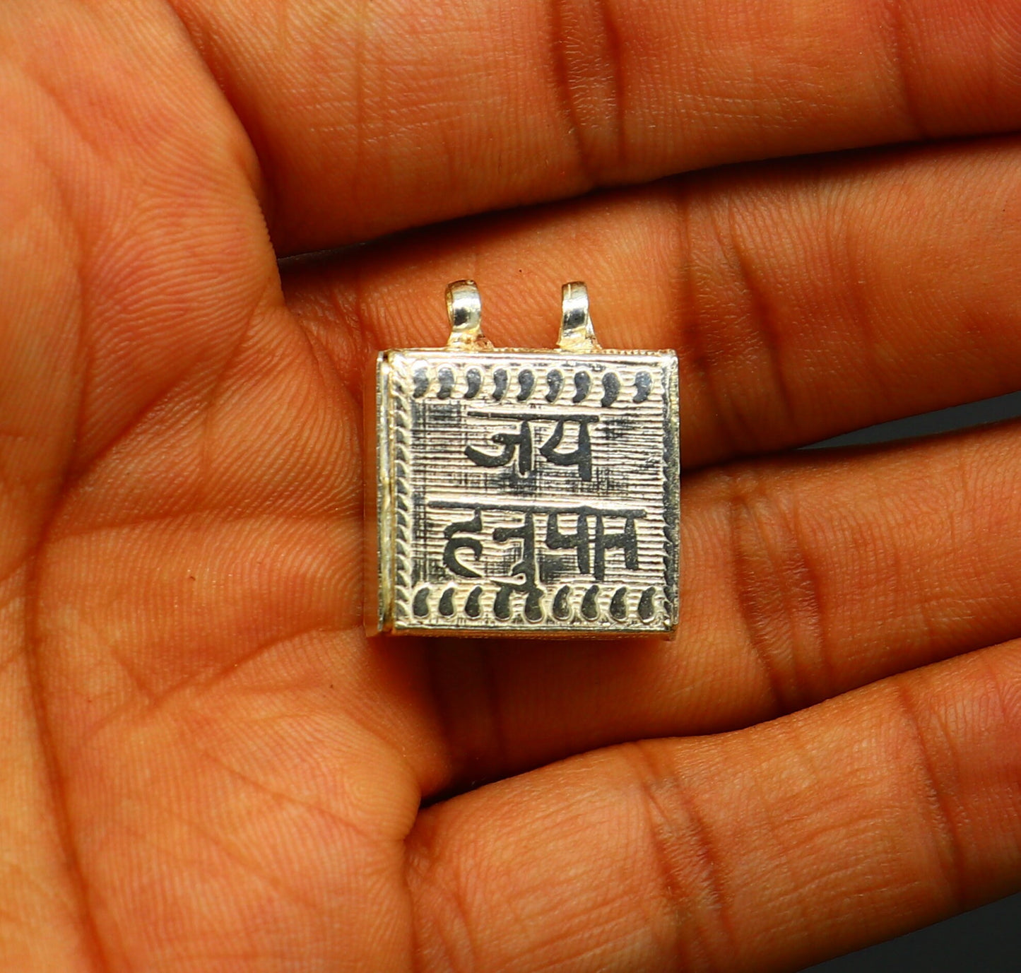 925 sterling silver handmade gorgeous Square shape handmade lord hanuman box amulet pendant, mantra box, silver tabiz for protection ssp662 - TRIBAL ORNAMENTS