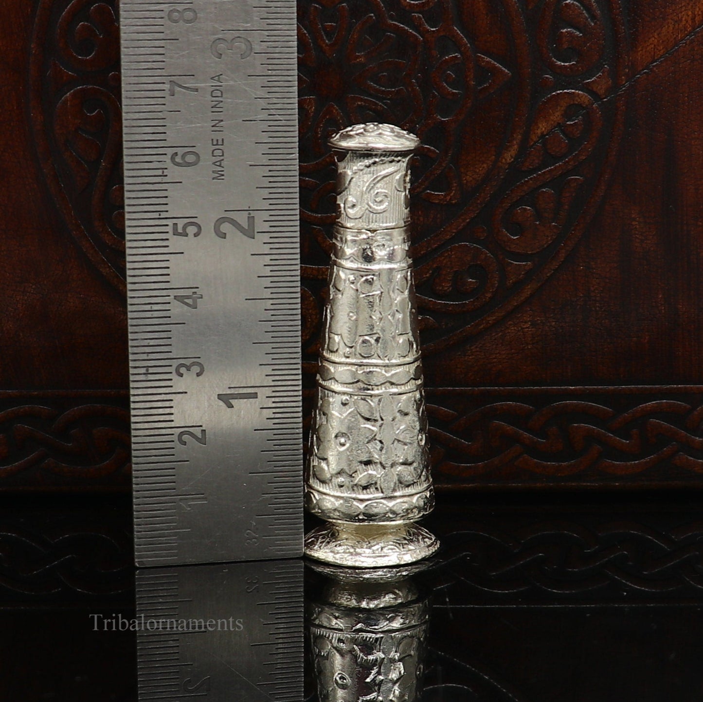 Vintage antique design 925 sterling silver sindoor box, kumkum box/ trinket box bridal jewelry collection from Rajasthan india stb205 - TRIBAL ORNAMENTS