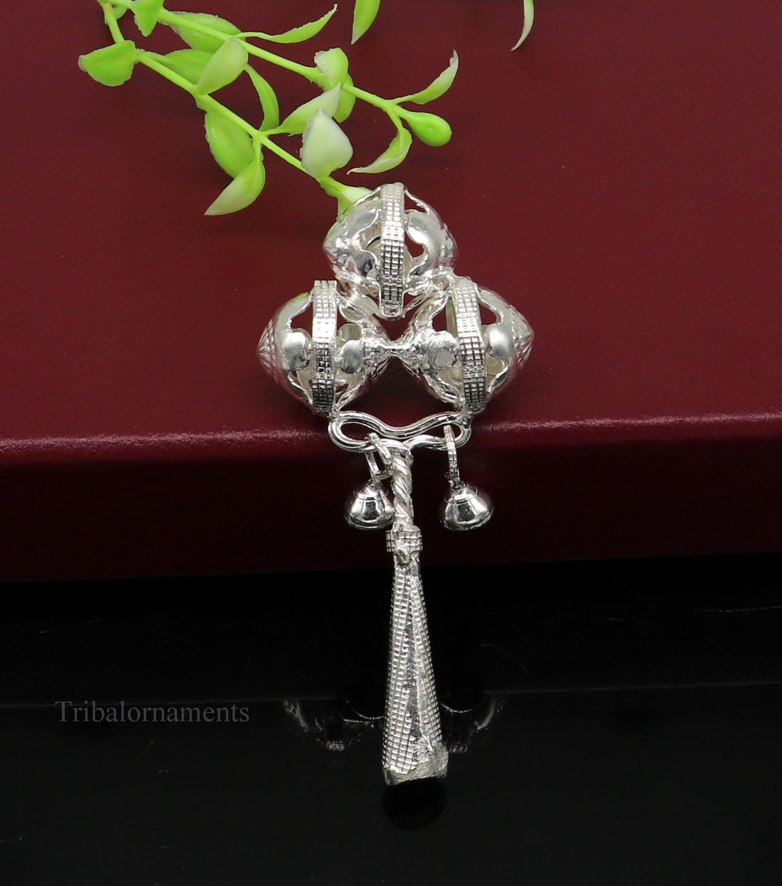 Solid sterling silver handmade design new born baby gifting bells toy, baby krishna gifting toy, silver whistle, silver temple article su408 - TRIBAL ORNAMENTS