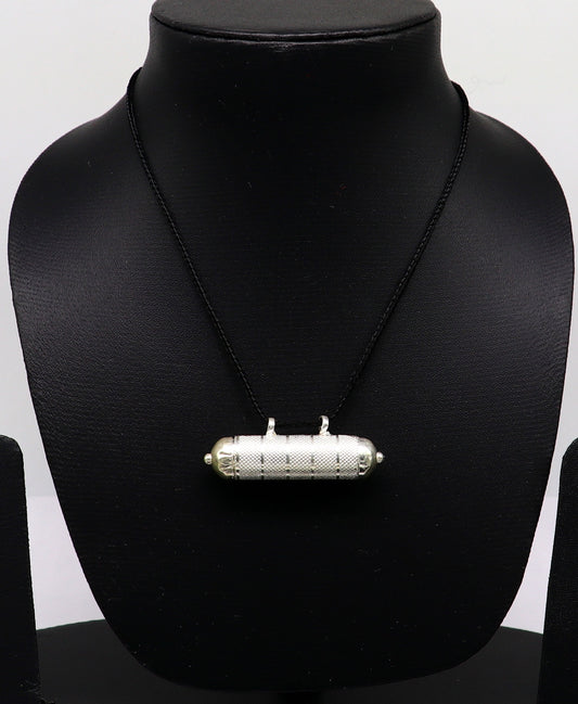 Solid sterling silver handmade gorgeous round shape handmade amulet box pendant, mantra box, silver tabiz/ mascot , kavacham jewelry ssp666 - TRIBAL ORNAMENTS