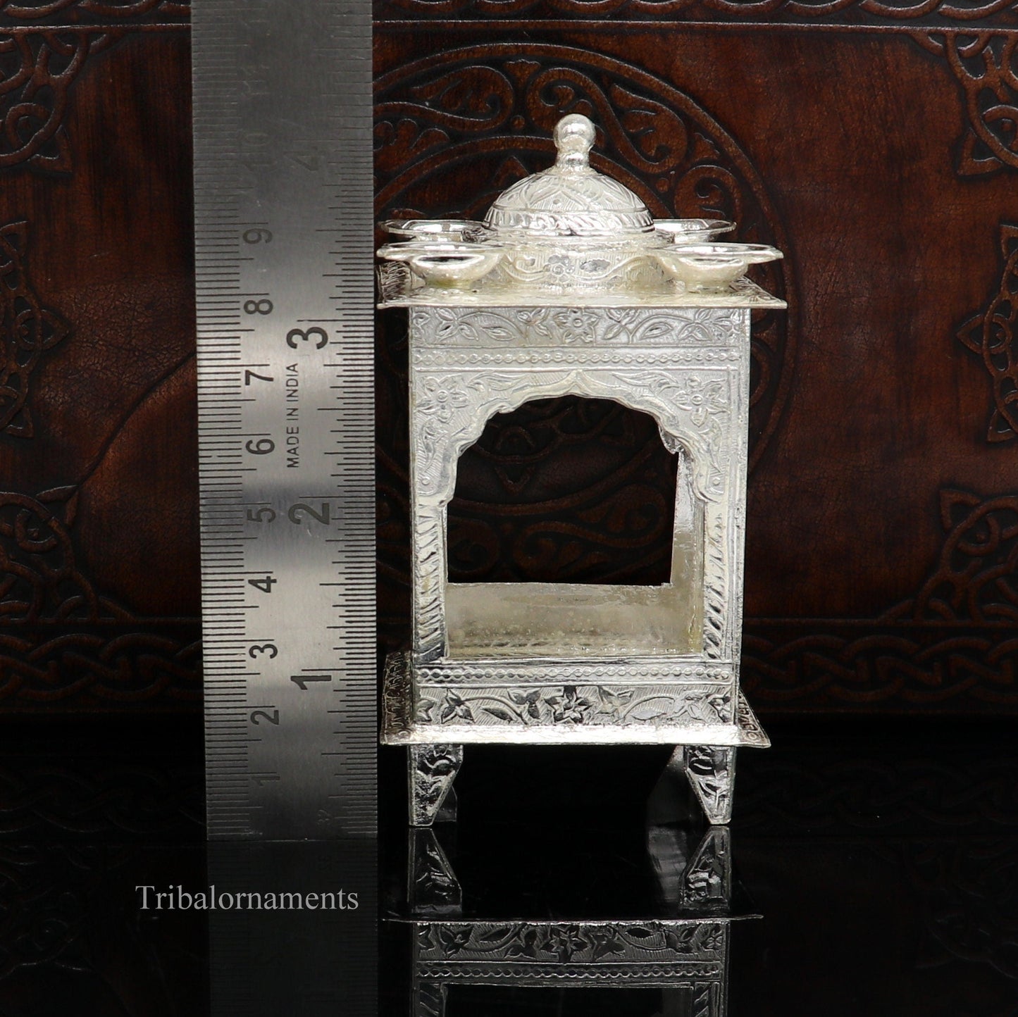 925 sterling silver handmade vintage antique design Hatri, best puja article with 5 lamp on it, best home temple decor utensils indiasu421 - TRIBAL ORNAMENTS